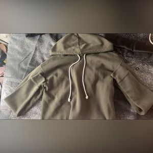 Green cropped hoodie.